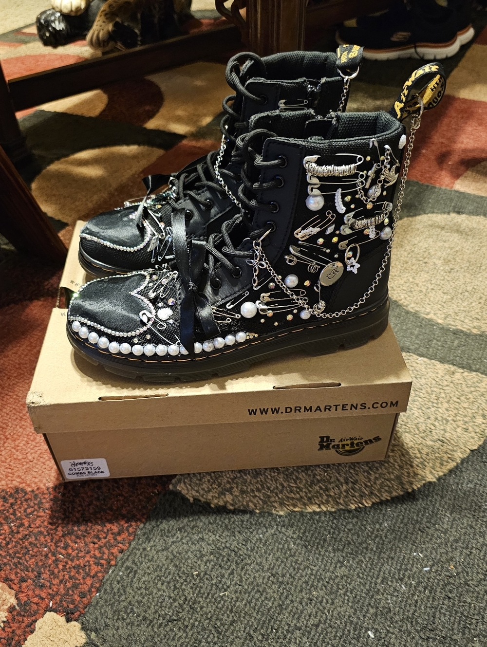 NIB Custom Upcycled Dr. Martens Junk Style Celestial Pearl - W5/M4